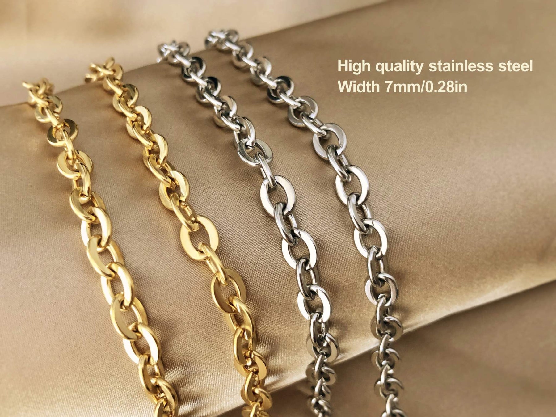 Purse Chain Gold Oval 7mm Crossbody Shoulder Strap for Handbags - 20cm - 140cm