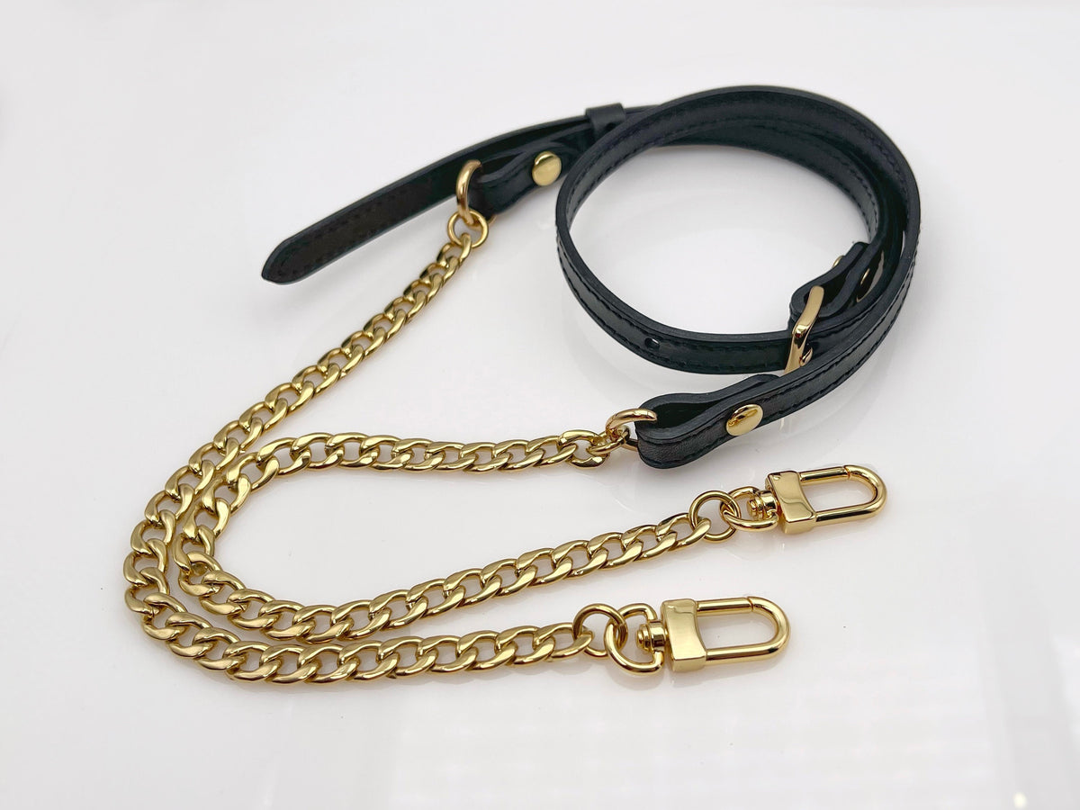 Adjustable Leather Chain Strap, Vachetta Leather Strap with Chain – L&S ...