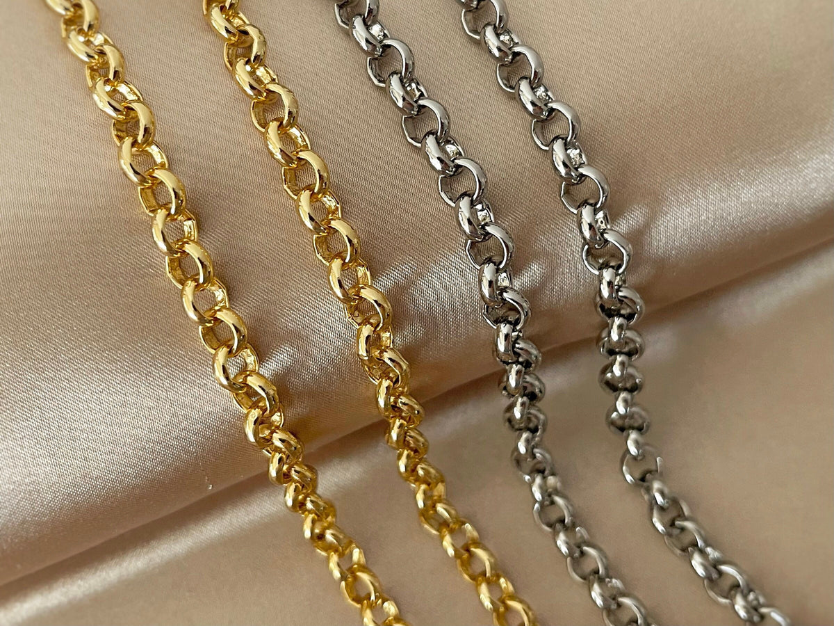 Brass Replacement Chain ROLO Chain 6mm in Gold Silver 1.1m – L&S LEATHER