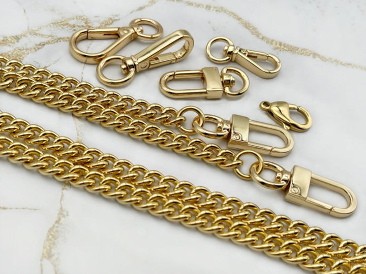Luxurious Gold Bag Chain Strap Polished Brass for Elegant Style