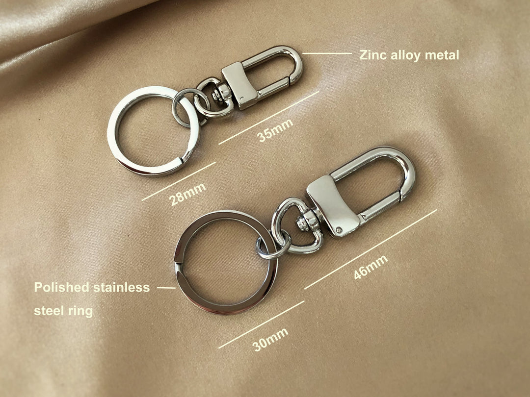 アクセサリー AT LAST key ring with pin Key Ring: Polished Lobster Clasp Swivel Clip in Stainless Steel
